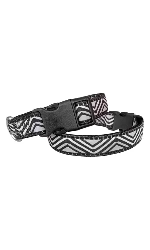 Doggie Dalga Desenli Dokuma Köpek Boyun Tasması 1,5 cm x 27-40 cm Siyah