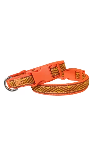 Doggie Dalga Desenli Dokuma Köpek Boyun Tasması 1,5 cm x 27-40 cm Turuncu
