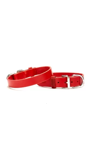 Doggie Deri El Yapımı Köpek Boyun Tasması 1,5x32-37 cm Kırmızı