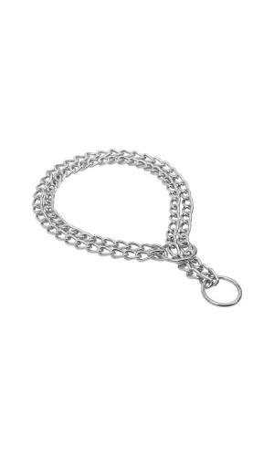 Doggie Eğitim Serisi Çift Sıra Boğma Zincirli Köpek Boyun Tasması - 2,5x45-55cm Chrome