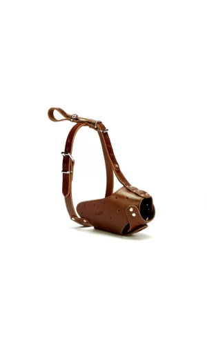 Doggie Eğitim Serisi Deri El Yapımı Uzun Burunlu Köpek Ağızlığı 2x55 cm Kahverengi