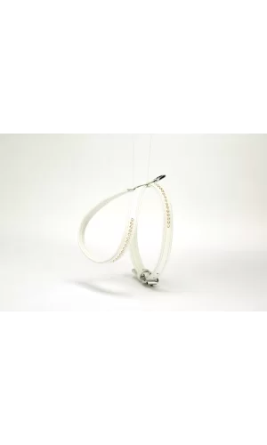 Doggie Flotter Swarovski Taşlı Deri Köpek Göğüs Tasması 1,2 x 21-30 cm Beyaz