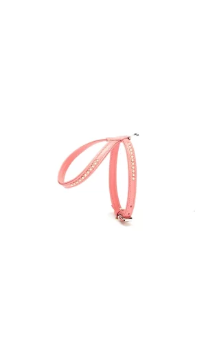 Doggie Flotter Swarovski Taşlı Deri Köpek Göğüs Tasması 1,2 x 21-30 cm Pembe