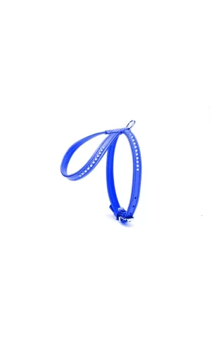 Doggie Flotter Swarovski Taşlı Deri Köpek Göğüs Tasması 1,2 x 29-40 cm Mavi