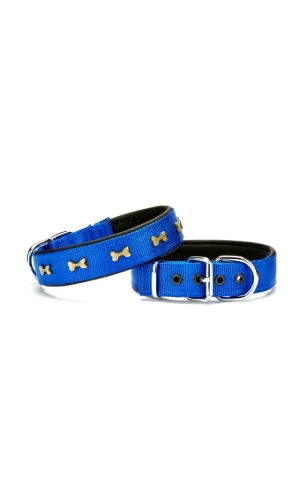 Doggie Kemik Metal Süslü Köpek Tasması 3*55 cm Medium Mavi