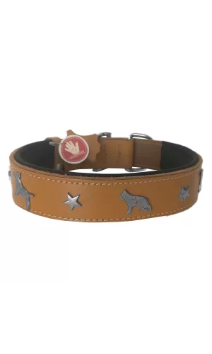Doggie Konfor Deri Köpek Figürlü Köpek Boyun Tasması 56-64 cm XL Kamel