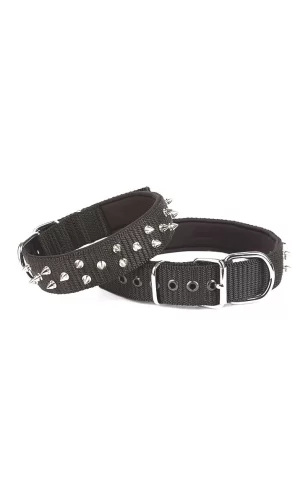 Doggie Konfor El Yapımı Çivili Köpek Boyun Tasması 4x52-60cm Siyah