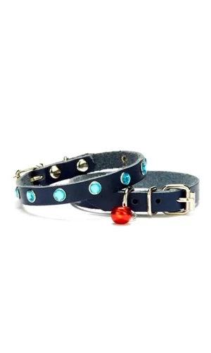 Doggie Taşlı Kedi ve Yavru Köpek Tasması 1*23 cm Mavi Medium