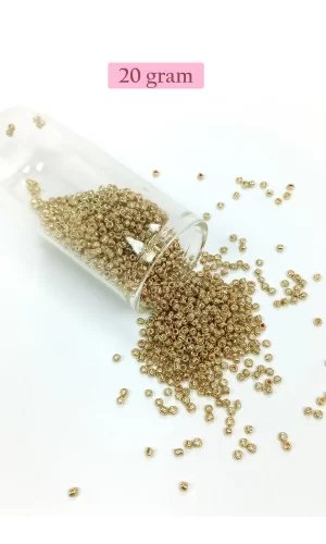 Dökme Cam Kum Boncuk (11/0) 2 mm - 20 Gram -  Altın - BNC024