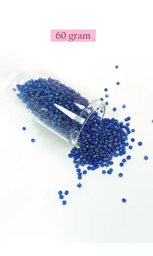Dökme Cam Kum Boncuk (11/0) 2 mm - 60 Gram -  Koyu Mavi - BNC052