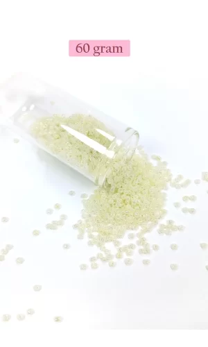 Dökme Cam Kum Boncuk (11/0) 2 mm - 60 Gram -  Krem - BNC047