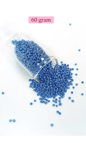 Dökme Cam Kum Boncuk (11/0) 2 mm - 60 Gram -  Mavi - BNC044