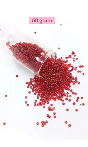 Dökme Cam Kum Boncuk (11/0) 2 mm - 60 Gram -  Morlu Kırmızı - BNC063