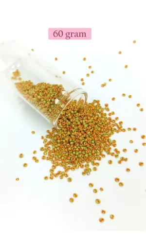 Dökme Cam Kum Boncuk (11/0) 2 mm - 60 Gram -  Sarı Turuncu - BNC066