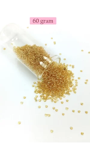 Dökme Cam Kum Boncuk (11/0) 2 mm - 60 Gram -  Şeffaf Bal Rengi - BNC068