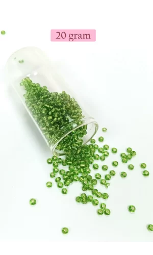 Dökme Cam Kum Boncuk (8/0) 3 mm - 20 Gram - Şeffaf Çimen Yeşili - BNC154