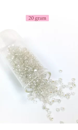 Dökme Cam Kum Boncuk (8/0) 3 mm - 20 Gram - Şeffaf Gümüş - BNC160