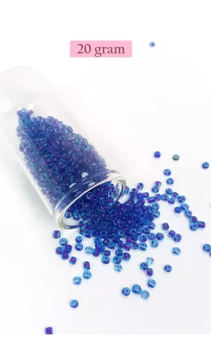 Dökme Cam Kum Boncuk (8/0) 3 mm - 20 Gram - Şeffaf Koyu Mavi - BNC161