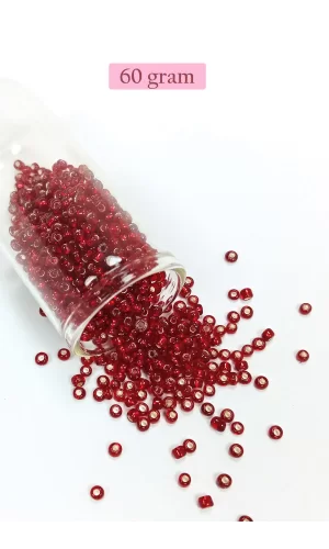 Dökme Cam Kum Boncuk (8/0) 3 mm - 60 Gram - Koyu Kırmızı - BNC224