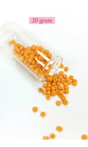 Dökme Cam Kum Boncuk Büyük Boy (6/0) 4 mm - 20 Gram - Açık Turuncu - BNC095