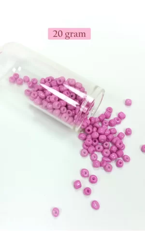 Dökme Cam Kum Boncuk Büyük Boy (6/0) 4 mm - 20 Gram - Koyu Pembe - BNC091