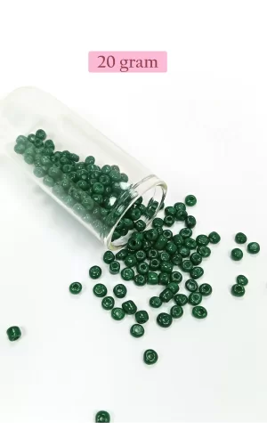 Dökme Cam Kum Boncuk Büyük Boy (6/0) 4 mm - 20 Gram - Koyu Yeşil - BNC104