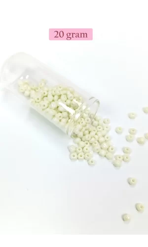 Dökme Cam Kum Boncuk Büyük Boy (6/0) 4 mm - 20 Gram - Krem - BNC071