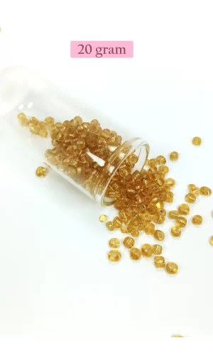 Dökme Cam Kum Boncuk Büyük Boy (6/0) 4 mm - 20 Gram - Şeffaf Bal - BNC083