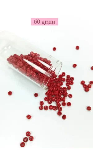 Dökme Cam Kum Boncuk Büyük Boy (6/0) 4 mm - 60 Gram - Koyu Kırmızı - BNC110
