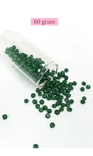 Dökme Cam Kum Boncuk Büyük Boy (6/0) 4 mm - 60 Gram - Koyu Yeşil - BNC140