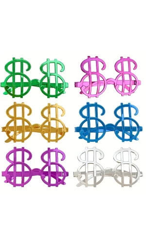 Dolar Şekilli Metalize Parti Gözlüğü 6 Adet