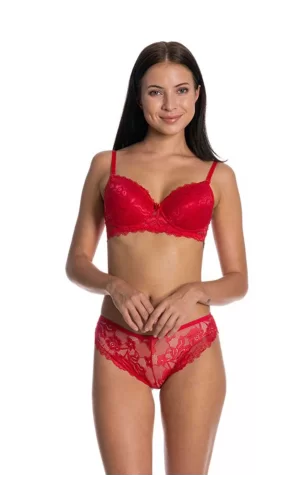 Dolgusuz Full Dantelli Sütyen Takımı Kırmızı