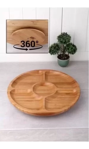 Döner Bambu Sunum Tabağı 5 Bölmeli 25 Cm Royaleks-BLS DS2525