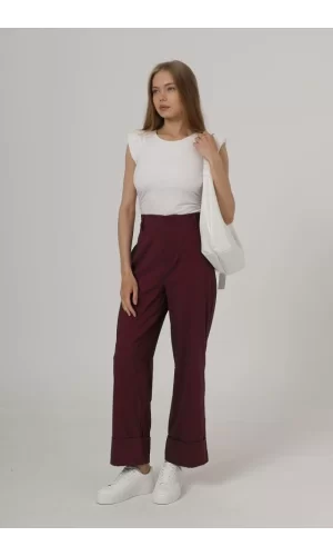 Duble Paça Pantolon - Bordo
