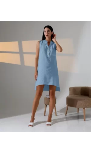 Düğme Detaylı Mini Elbise