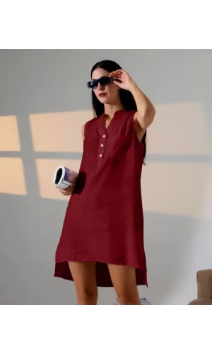 Düğme Detaylı Mini Elbise