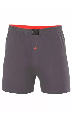 Düğmeli Pamuklu Erkek Penye Boxer Füme - 1146A