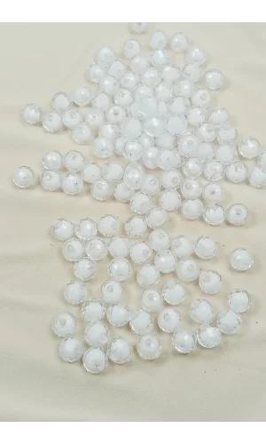 Dünya Boncuk İçten Boncuklu Bileklik Çanta Boncuğu 10 mm 50 gr Beyaz - BNC463