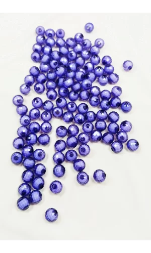 Dünya Boncuk İçten Boncuklu Bileklik Çanta Boncuğu 10 mm 50 gr Eflatun - BNC461