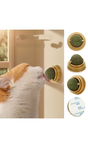 Duvara Yapışan Dönen Kedi Nanesi Cat Oyun Topu Doğal Kedi Oyuncağı