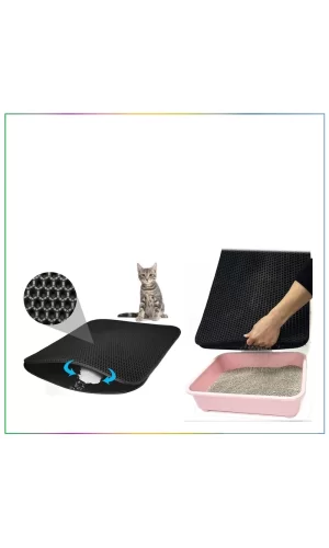 Elekli Kedi Tuvalet Önü Paspası - Siyah
