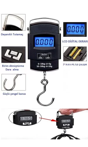 Elektronik Dijital El Kantarı 50 Kg Terazi Tartı 10 Gr Hassasiyet