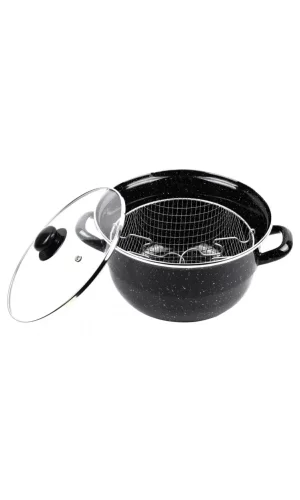 Emaye Kızartma Tenceresi Siyah Kırçıllı 24 Cm Royaleks-69115