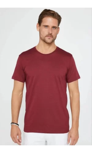 Erkek 24/1 Düz A Kalite Oversize T-shirt - Bordo