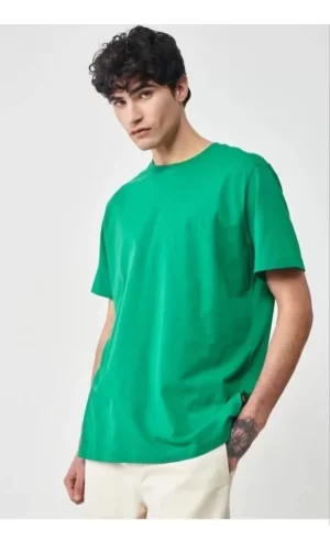 Luz&Pos Erkek 24/1 Düz A Kalite Oversize T-shirt - Yeşil