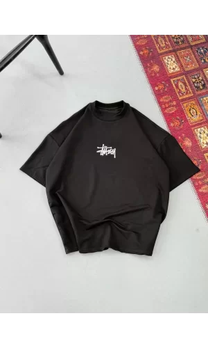 Luz&Pos Erkek Baskılı Oversize T-shirt - Siyah