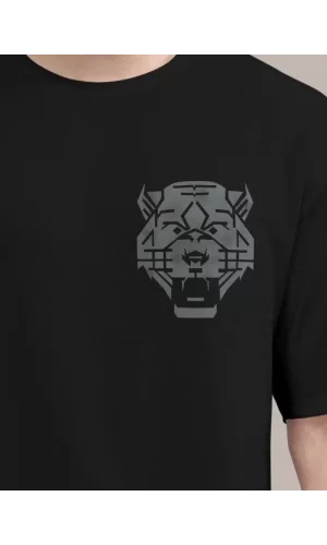 Erkek Baskılı Oversize T-shirt - Siyah