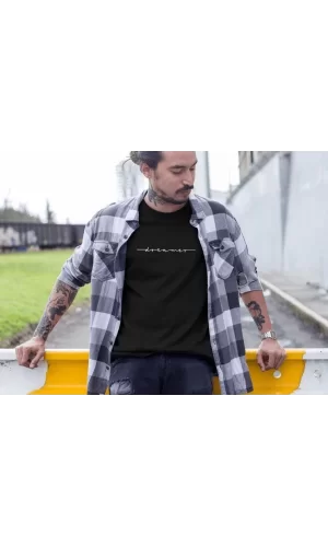 Luz&Pos Erkek Bisiklet Yaka Baskılı Oversize T-shirt - Siyah