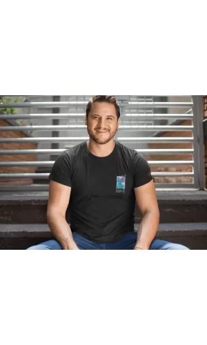 Erkek Bisiklet Yaka Baskılı Oversize T-Shirt - Siyah