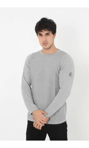 Luz&Pos Erkek Biskilet Yaka Kolu Armalı - Gri